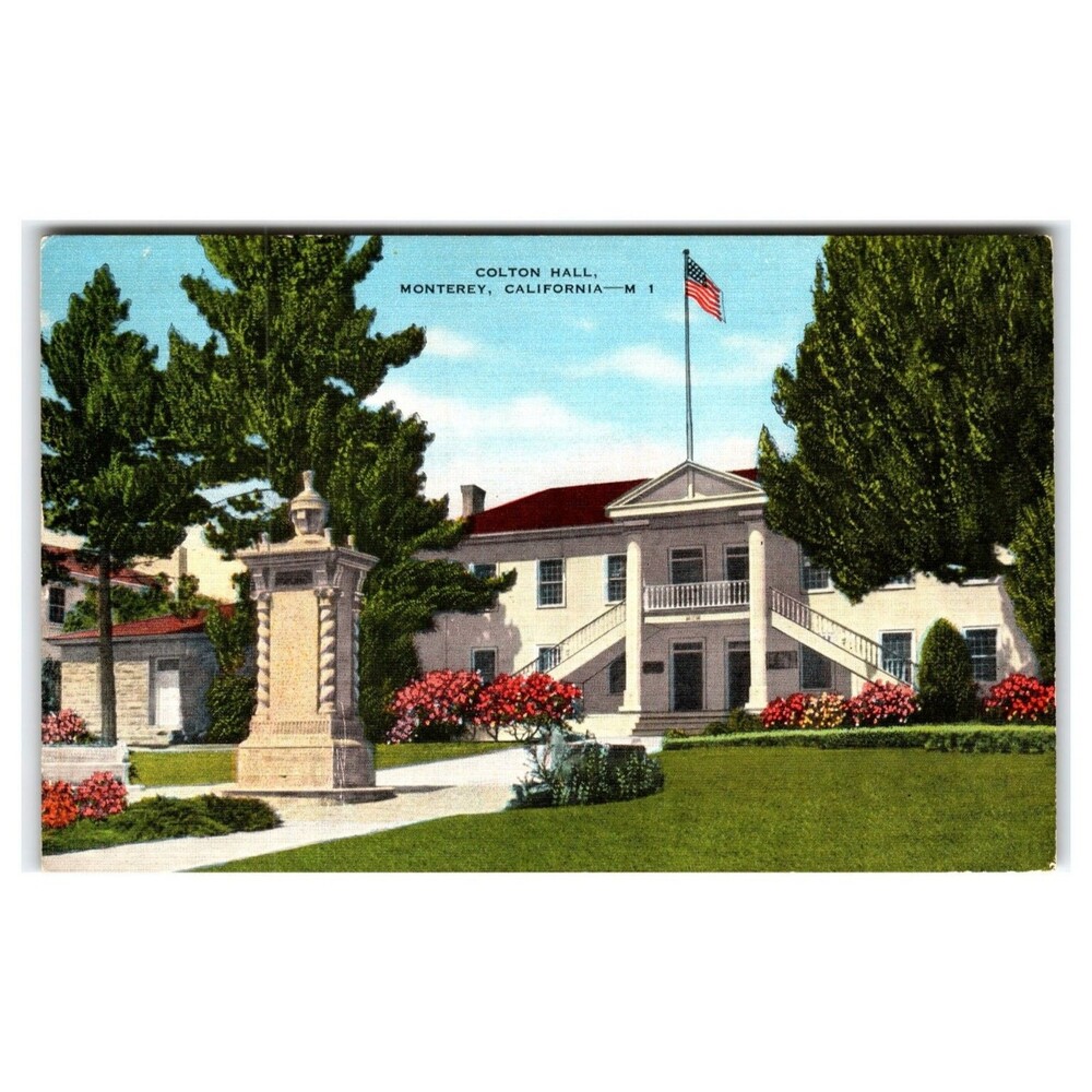 Colton Hall Monterey CA Linen Postcard - First CA Capitol, E. C. Kropp